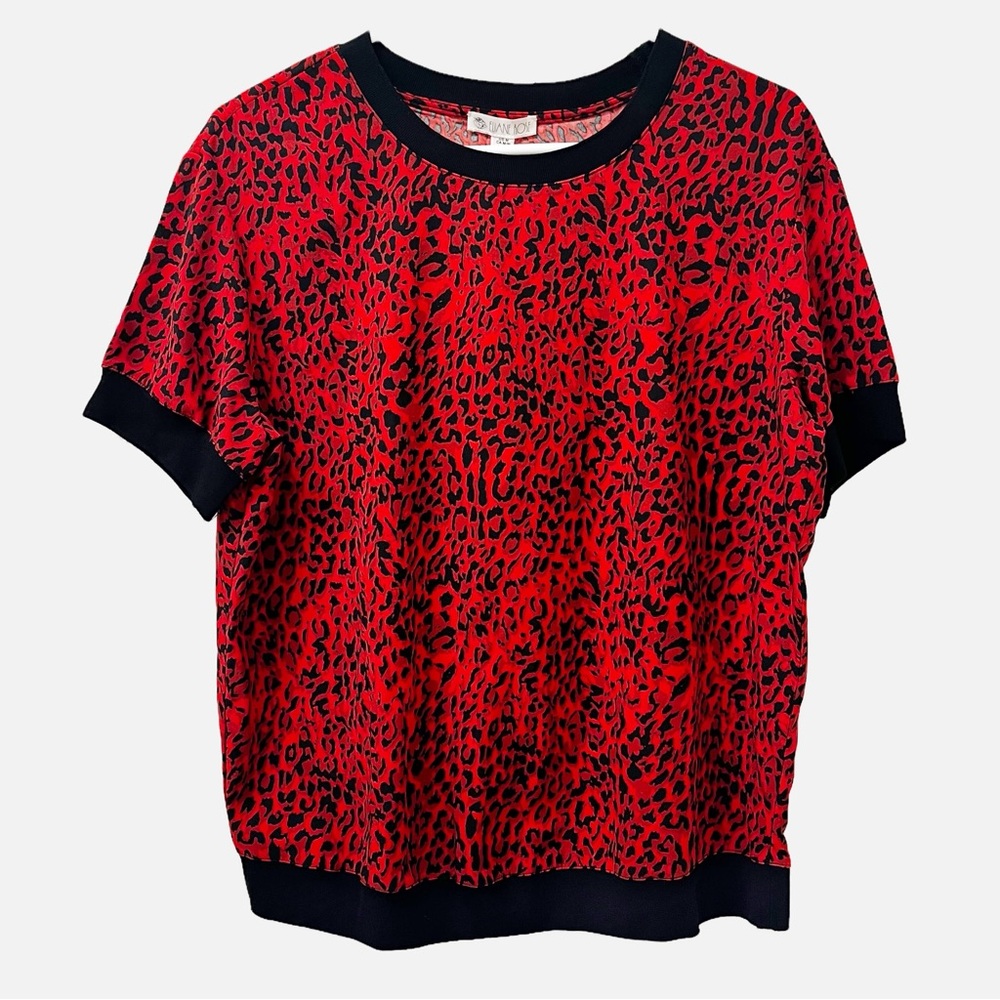 Elaine Rose Red Leopard Print Blouse Size Medium NWT